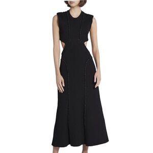 Aje Sculptra Arp Black Cut-Out Midi Dress Size Medium
